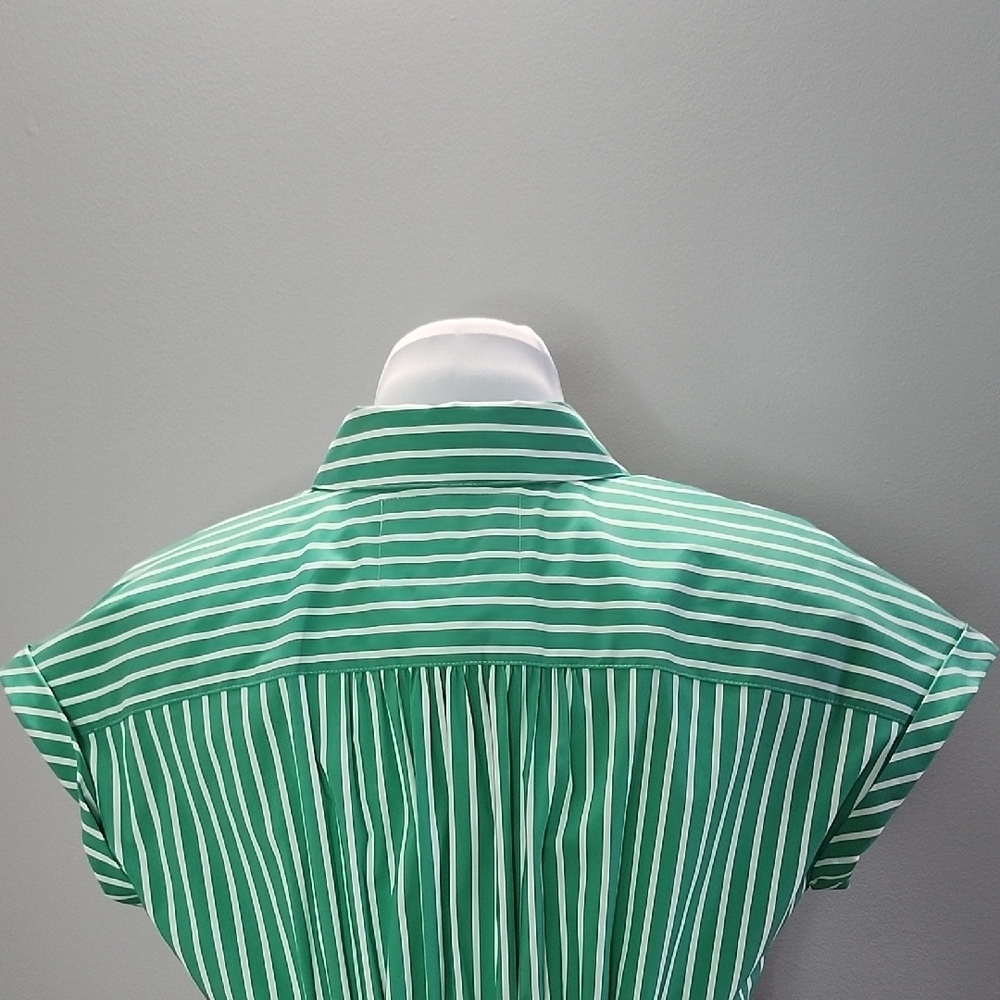 Karl Lagerfeld Green and White Striped Button-Down Shirt - Picture 7 of 14